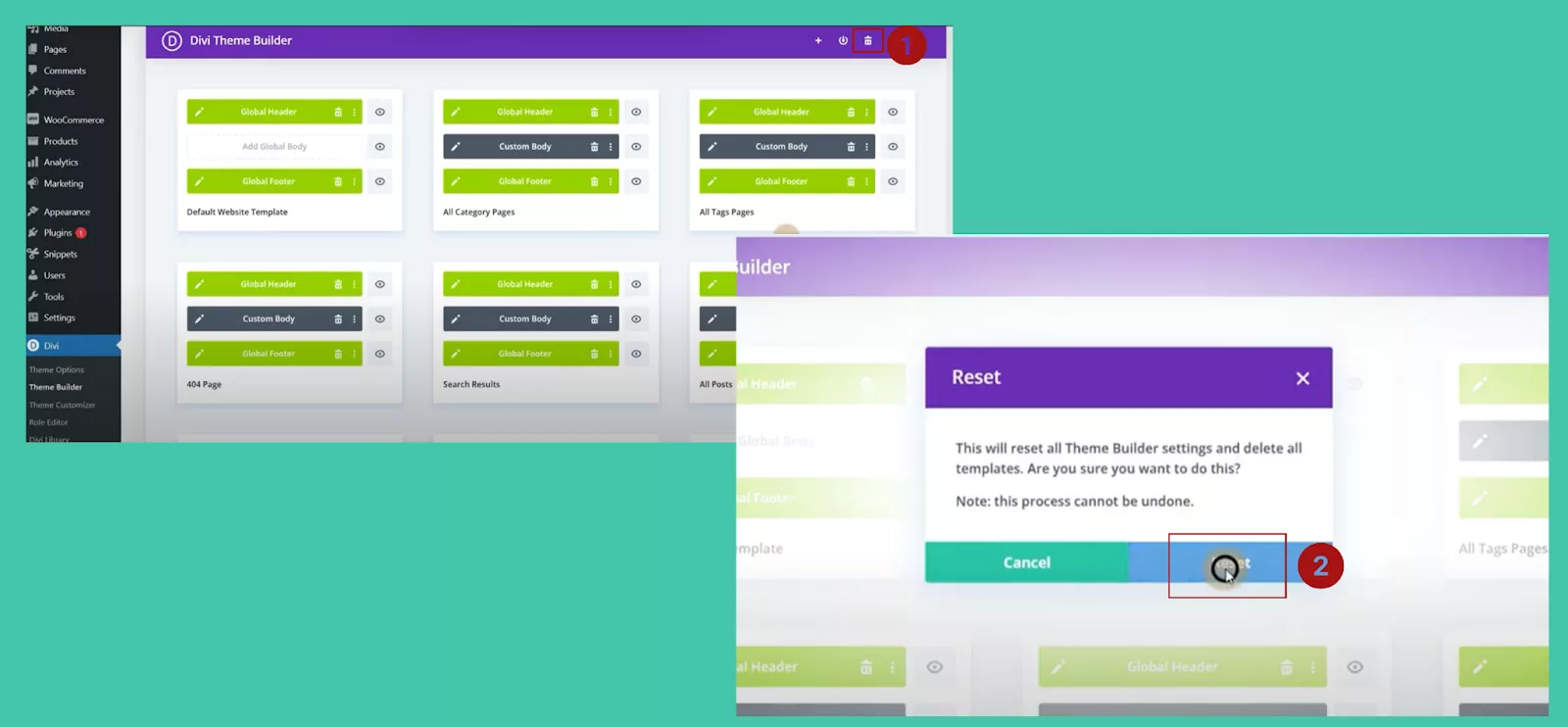 Divi Theme Builder Template Reset Steps
