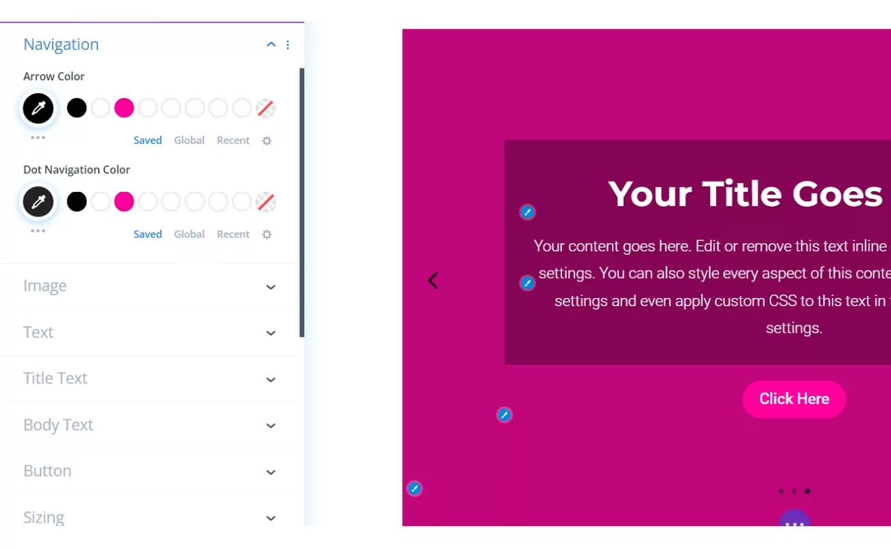 Divi’s Arrow and Dot Color Adjustments