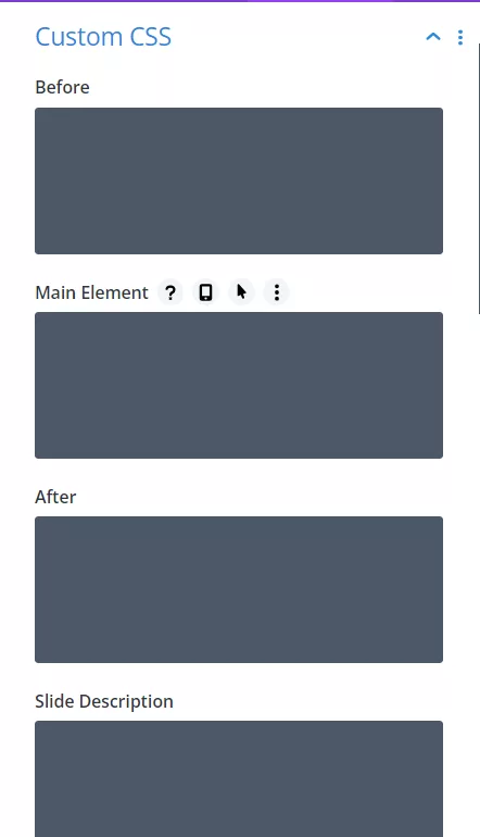 Module-Specific CSS Code for Divi Slider Module in the Advanced Tab