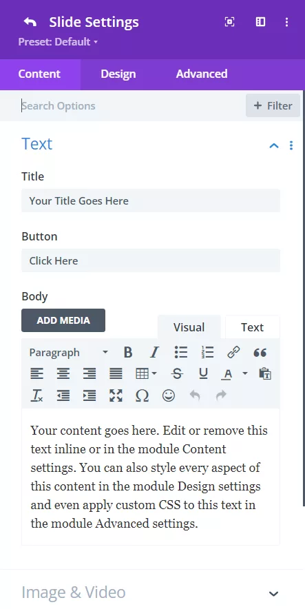 Modifying Individual Slide Content in Slider
