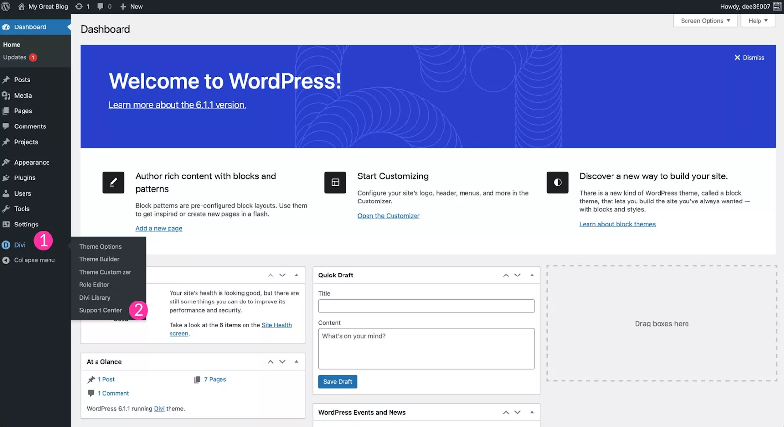 Visual illustration on how to access the Divi Builder.