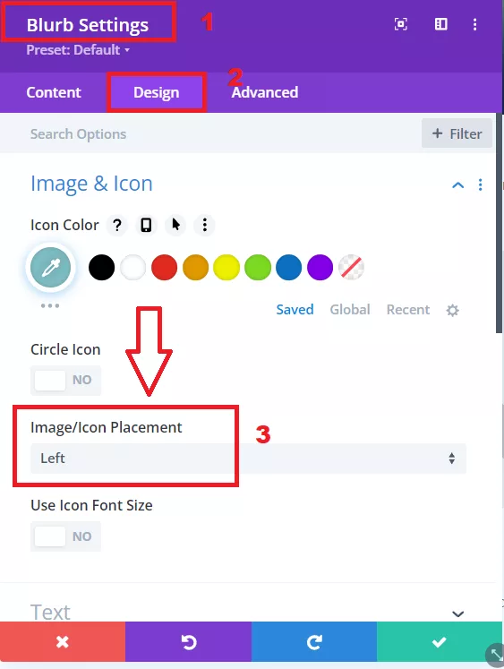 Alignment of blurb module icon/image to the left.