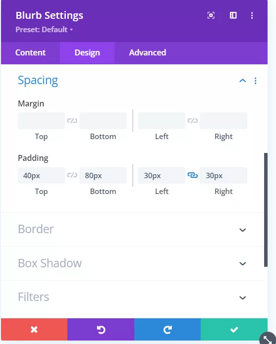 Divi Blurb Module Design Settings