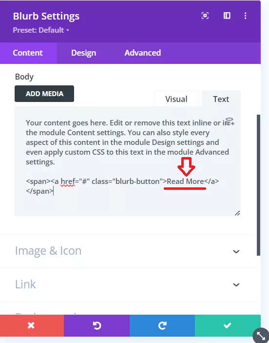 The text that appears on the button