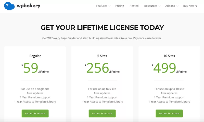 Get a WPBakery lifetime license to access its page builder and start building WordPress sites like a pro.