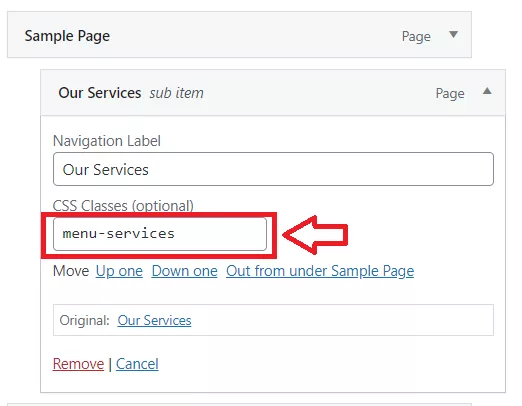 Applying a CSS class to the sub-menu item to integrate the CSS code that is responsible for incorporating an icon into it.