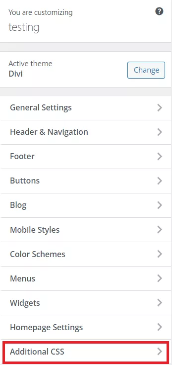 How to add additional CSS from the Theme Customizer in Divi