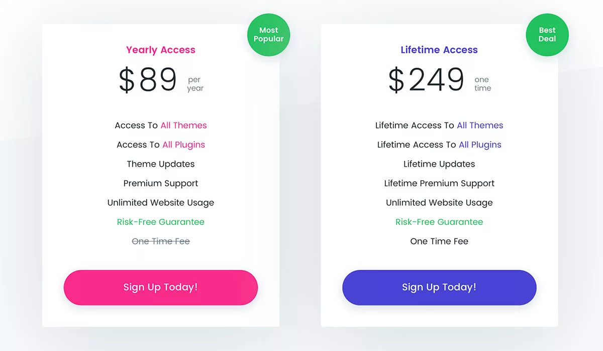 Divi WordPress Theme Pricing Plans
