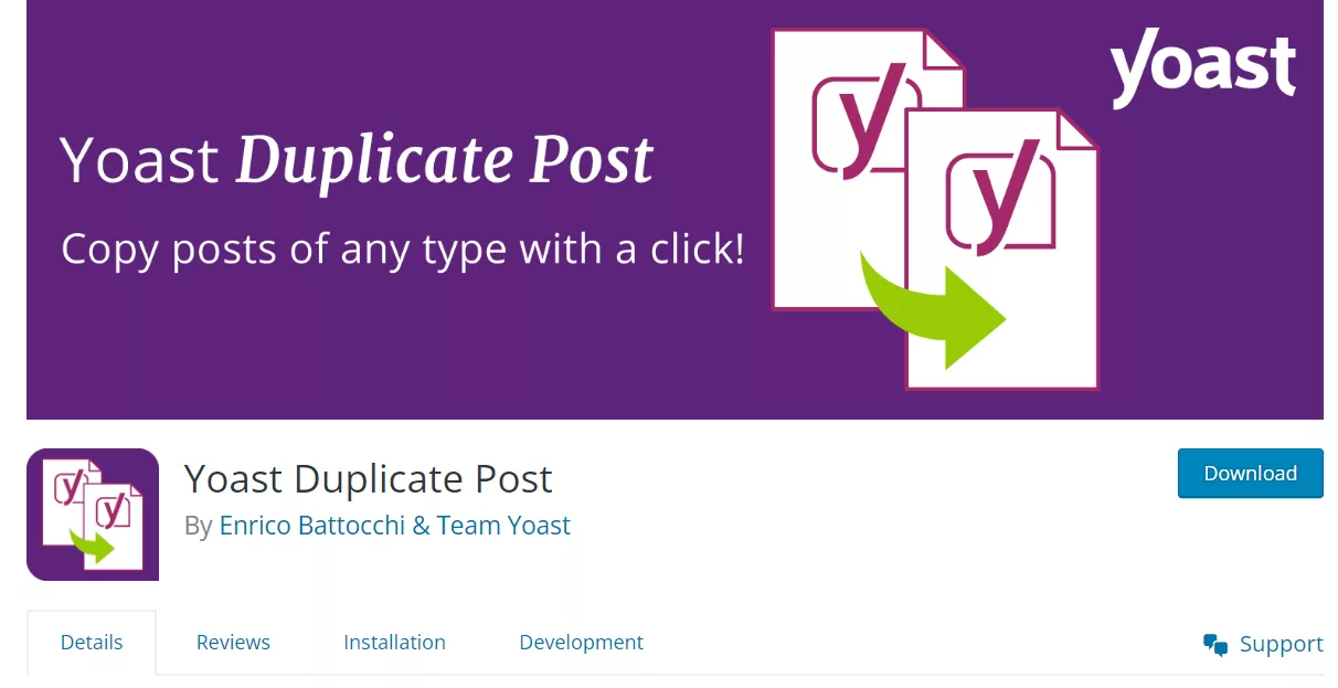 Duplicate pages and posts easily with a popular WordPress plugin Yoast Duplicate Post Plugin
