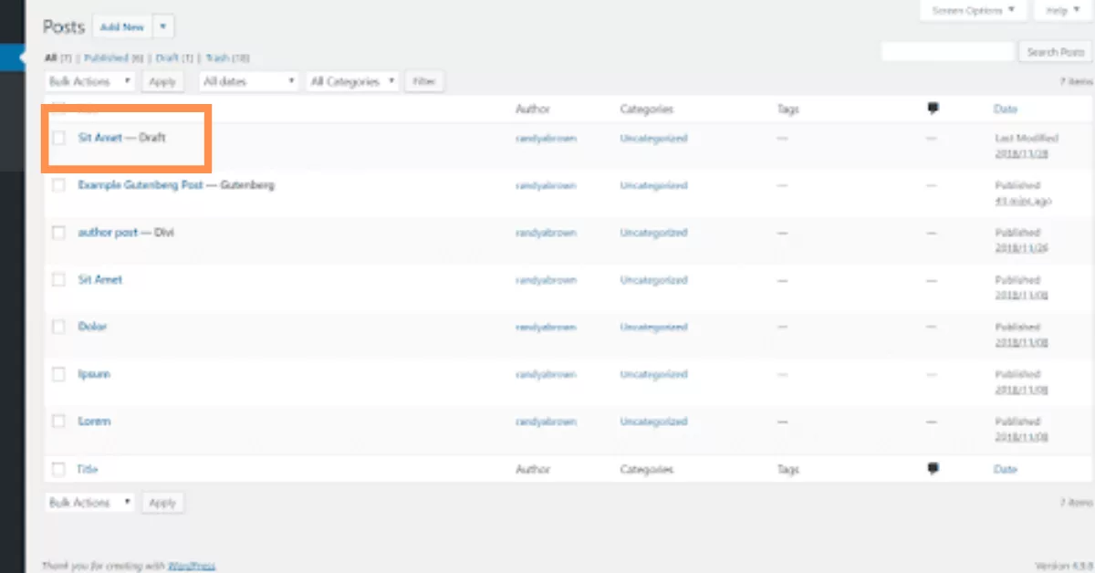 Clicking Clone adds a copy as a draft using the Duplicate Post plugin
