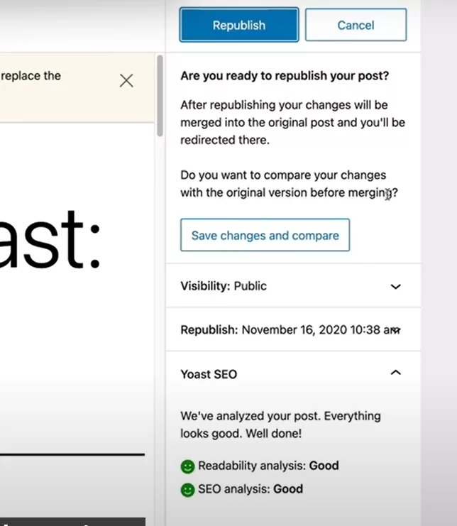Clicking ‘Save changes and compare’ will let you view all the changes you’ve made