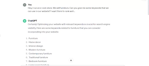 Using ChatGPT for keyword research to improve website SEO