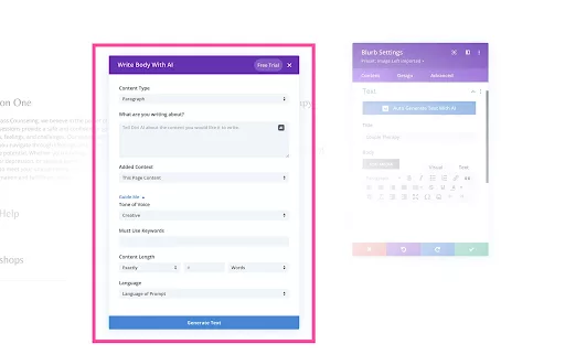 Giving prompts for AI-generated copy