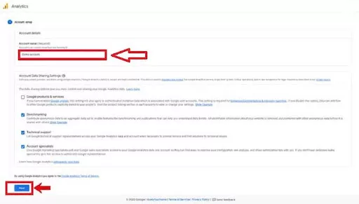 You need to give a name to your Google Analytics property in the property details section.