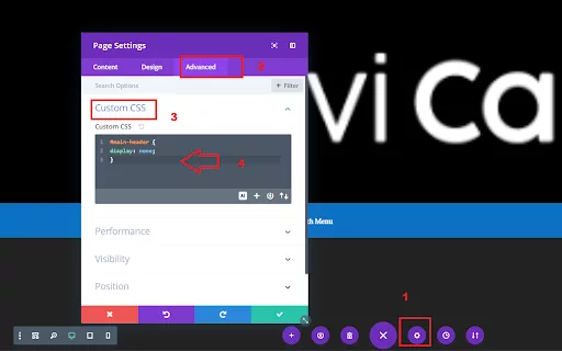 Hiding the Primary menu bar, using the CSS Code