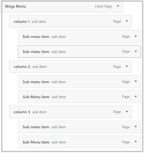 Add as many sub-menu items as you like under each “column” in your menu!