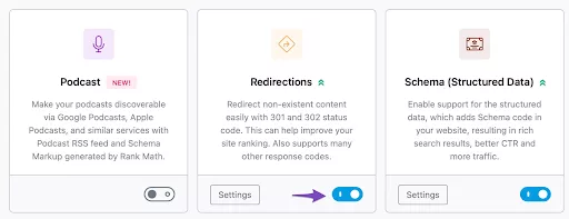 Rank Math offers build in redirections and a modular framework for improved SEO practices
