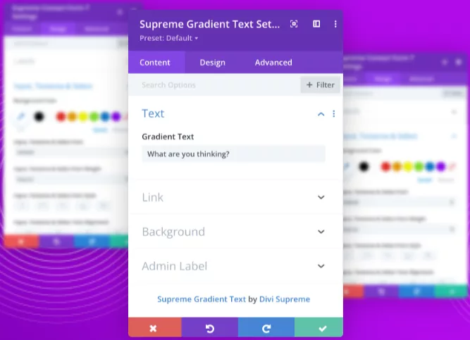 Using Divi’s built-in background gradient tool to create gradient text in the Divi Supreme Pro plugin