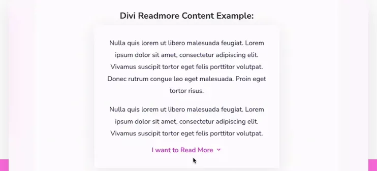 Allowing users to expand any long descriptions or text with just one click functionality ‘Read More’ in Divi Supreme Pro