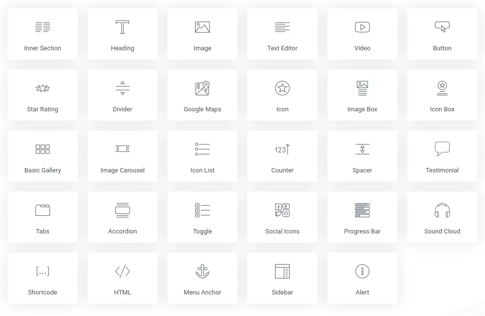Elementor Plugin’s free version offers an extensive library of widgets with top-tier functionality