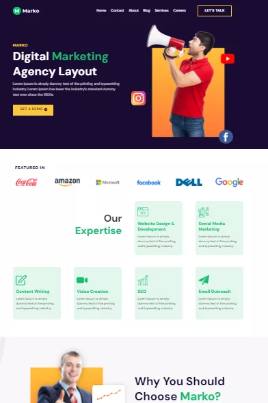 Marko – Digital Marketing Landing Page Layout Free Divi Layout
