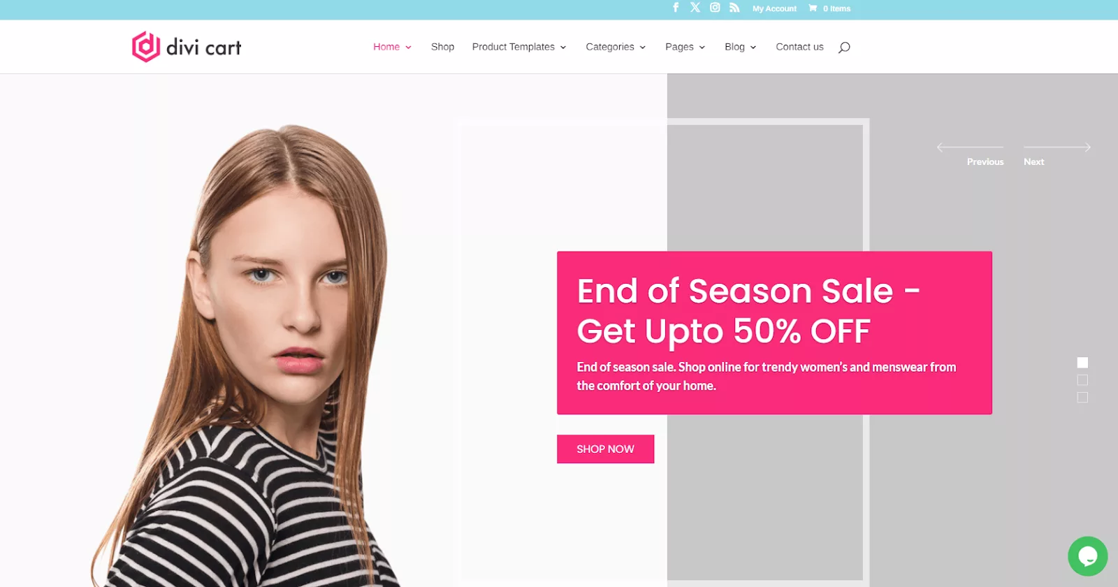 Divi Cart Pro WooCommerce Child Theme perfect for E-commerce Website