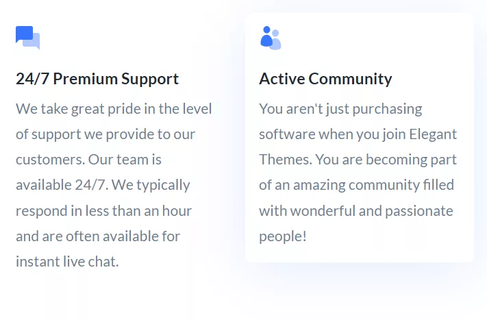 Divi offers premium 24/7 support to its users with an active license