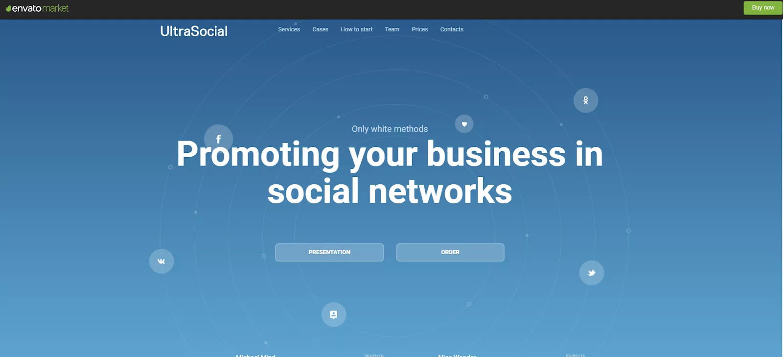UltraSocial - Social Media Marketing Onepage / Landing Page Template for boosting engagement for your Divi Website to interact with your visitors better.