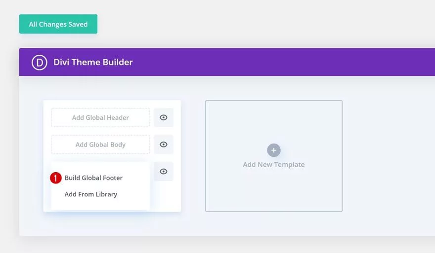 Click on the build global footer
