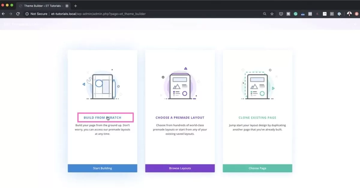 Click on “Build From Scratch”