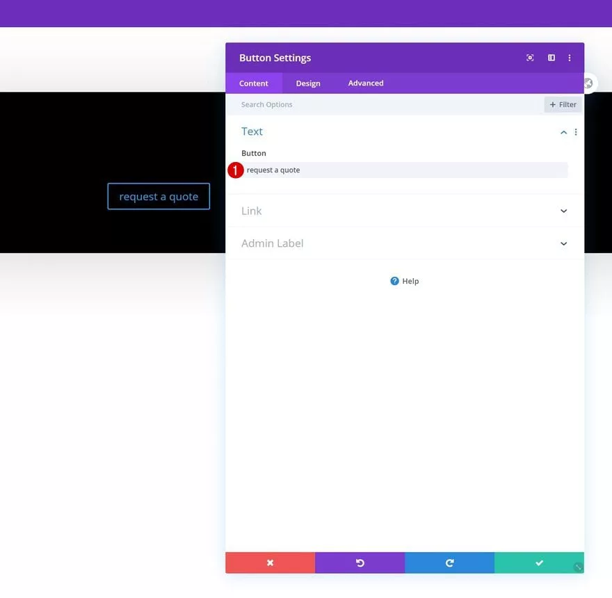 Add a button module to the custom footer section and customize it