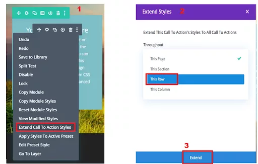 Extend Call to Action styles effortlessly in Divi for consistent design across multiple modules.