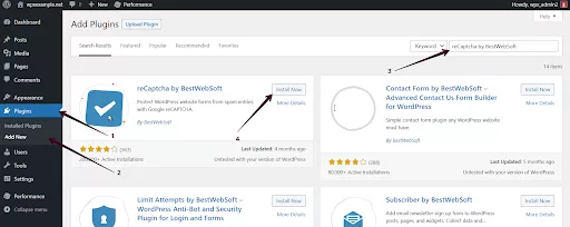 Installing a Captcha plugin on a website to enhance security and prevent automated bot attacks