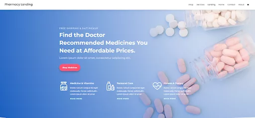 Pharmacy Landing Page Divi Layout for Health Coaching Websites in 2024