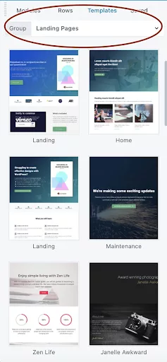 Selection of pre-designed layouts in Beaver Builder, offering a variety of professionally crafted templates to streamline website design