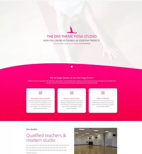 Yoga 1 Page Divi Layout for WordPress in 2024
