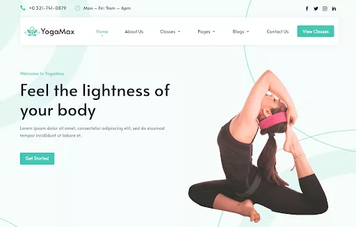 YogaMax, a Premium Divi Child Theme for Yoga for your WordPress Website