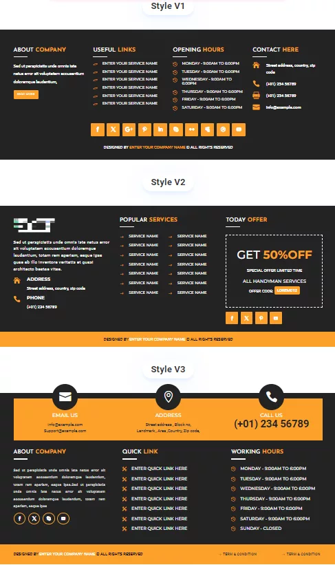 Divi Footer Sections Pack, a pre-made bundle of Divi Footer layouts to optimize your website footer that is converting and aesthetically pleasing
