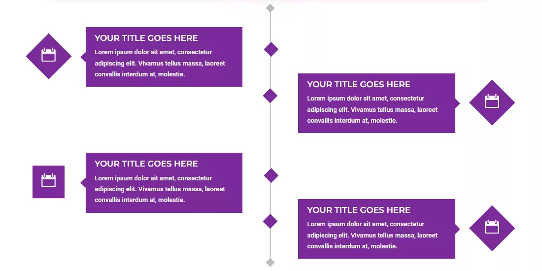 Divi Timeline Layouts Pack pre-designed for your WordPress website for showcasing events, milestones, or progress in chronological order