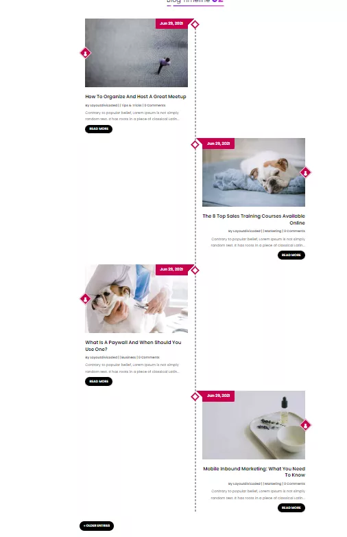 Divi Blog Module Timeline Layouts pre-designed for your WordPress website for showcasing events, milestones, or progress in chronological order