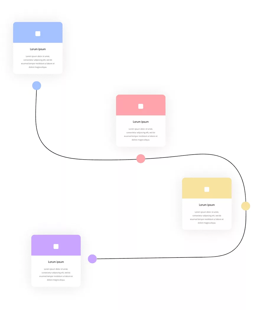 FREE Divi Timeline Section pre-designed for your WordPress website for showcasing events, milestones, or progress in chronological order