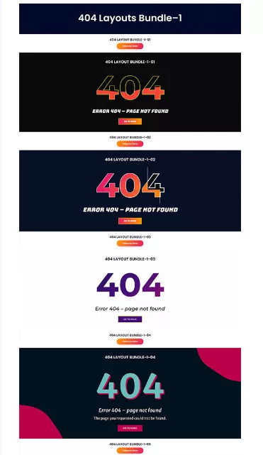 Divi 404 layouts (Bundle-1), a premade Divi Layout to address website errors for a WooCommerce website