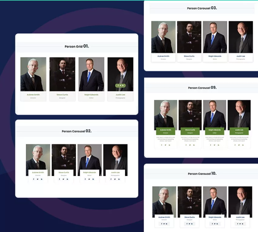 Divi Person Module Design Layout Pack for showcasing your members on your WordPress site