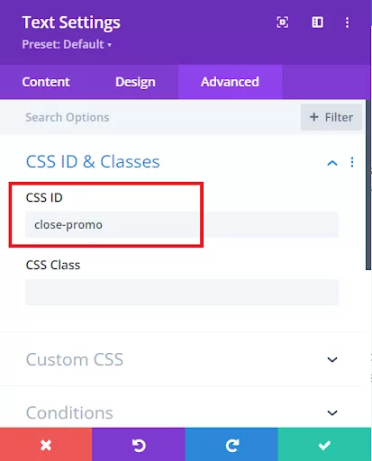 Assign a unique ID to the X icon for streamlined customization within your design.
