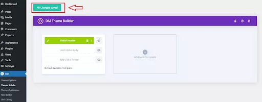 Save changes in Divi’s Theme Builder to update your website’s design and layout.