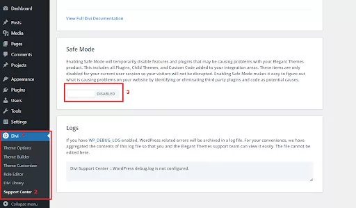 Divi comes with a handy feature called Safe Mode, found in its Support Center. When you activate Safe Mode, it temporarily shuts off any features that might clash with Elegant Themes products.