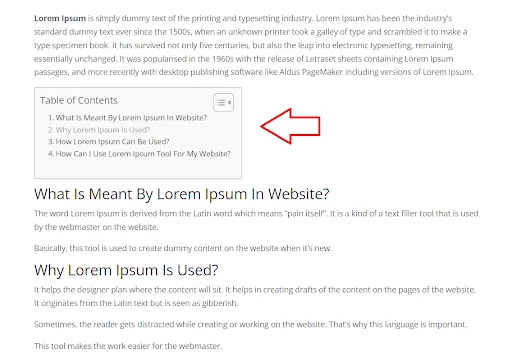 Once you’ve installed and turned on the plugin, it gets to work right away. You’ll notice that on your posts, a table of contents section is automatically created.
