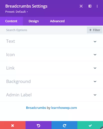 Divi Breadcrumbs Module comes with various settings to customize its appearance and functionality.