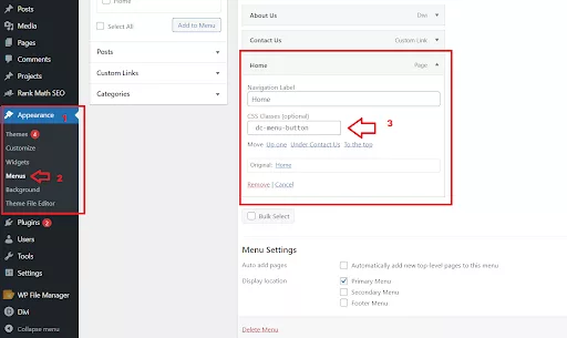 The first step in transforming a menu item into a CTA button is to add a custom CSS class to it.