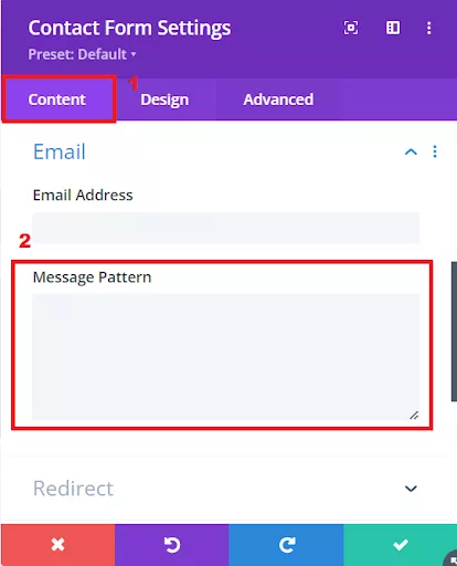 In the “Message Pattern” section, you can craft the email message that appears when someone fills out your form.